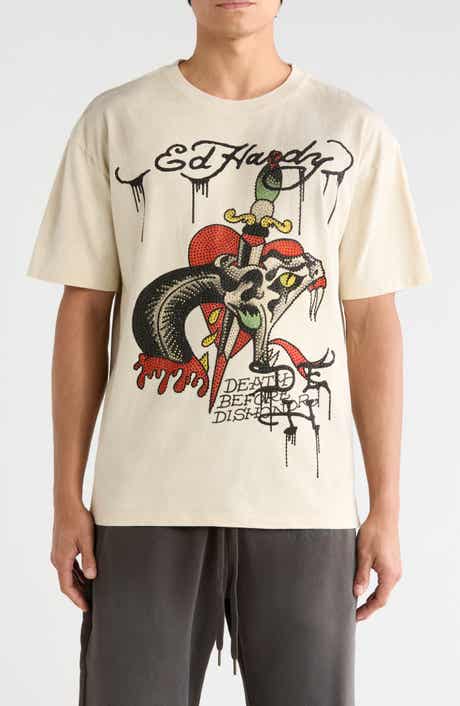 Ed Hardy Dagger Snake Cotton Graphic T-Shirt