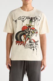 Ed Hardy Dagger Snake Cotton Graphic T-Shirt