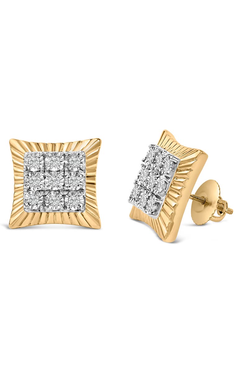 Haus of Brilliance 10K Yellow Gold Plated Silver 1/4 Cttw Diamond Textured Halo Stud Earrings, Alternate, color, Yellow