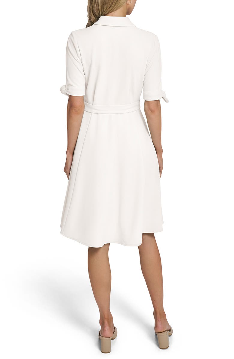 Calvin Klein Tie Sleeve Crepe Shirtdress, Alternate, color, Cream