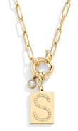 Mint & Lily Pave Initial Pendant with Paperclip Chain Necklace