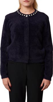 CYRUS Embellished Fuzzy Cardigan