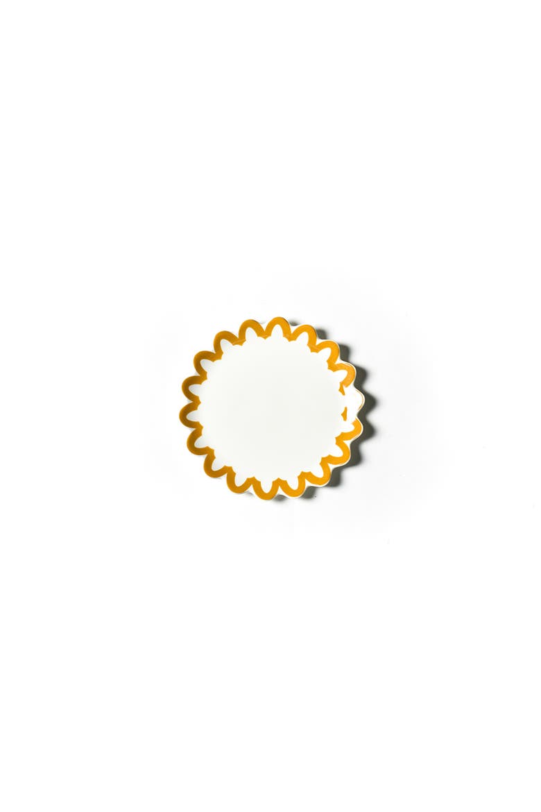 Brass Arabesque Trim Scallop Salad Plate, Main, color, Yellow