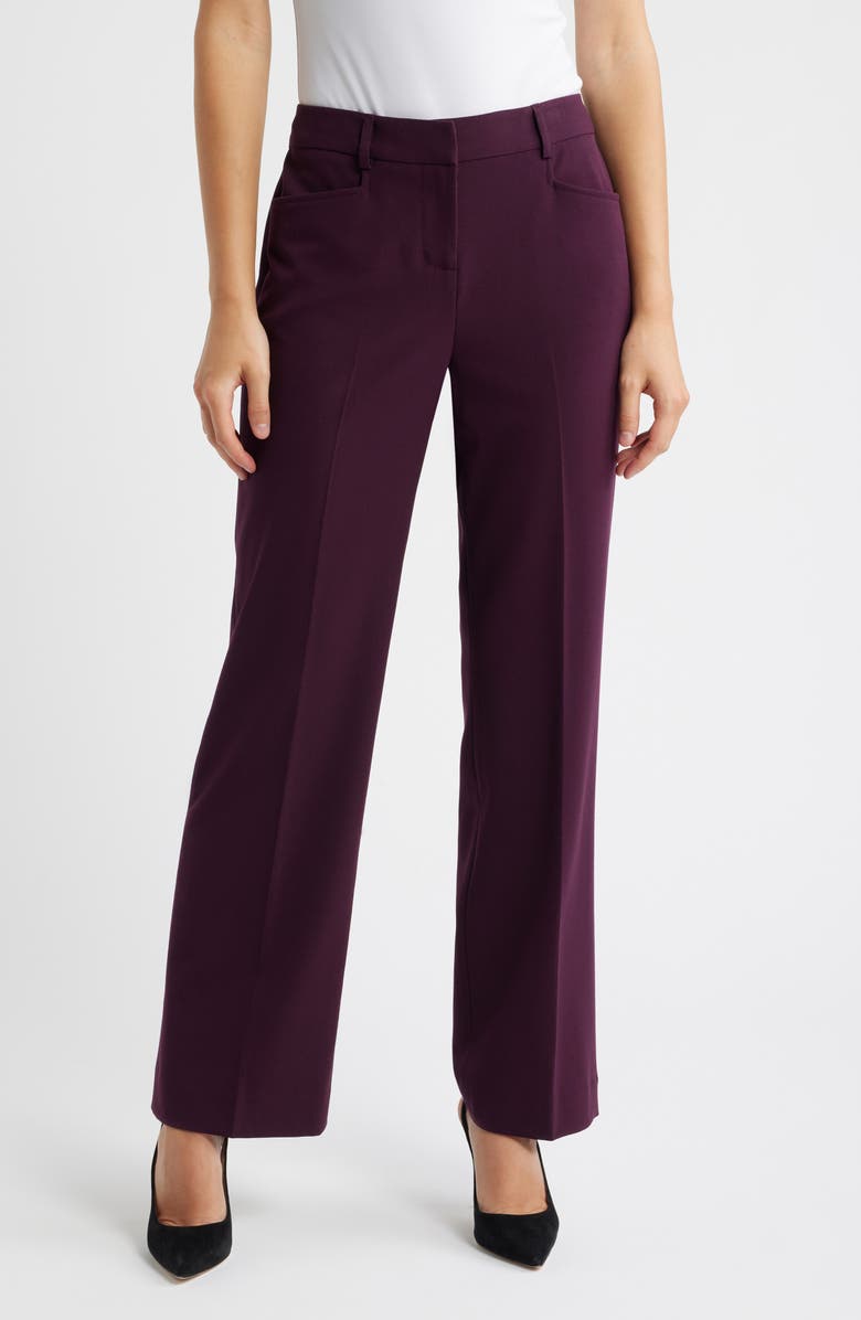 Tahari ASL Flare Leg Pants, Main, color, Plum