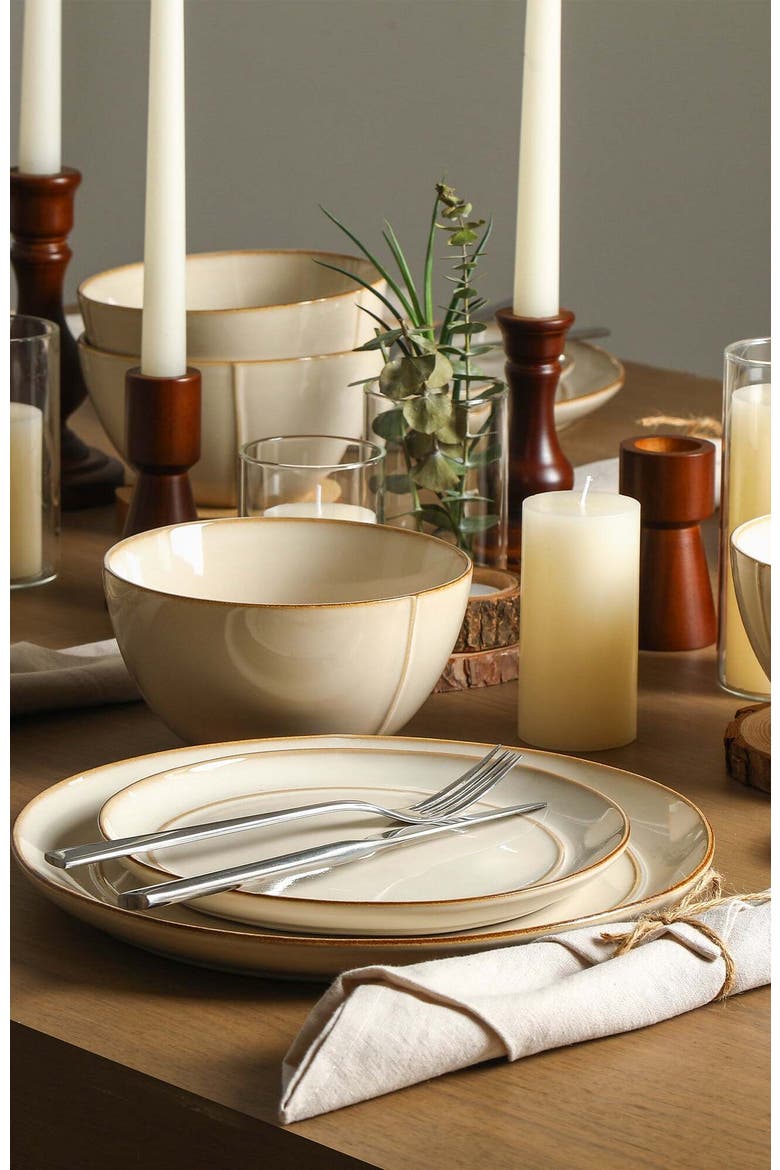 Infinity Stoneware 12-Piece Dinnerware Set, Alternate, color, Beige