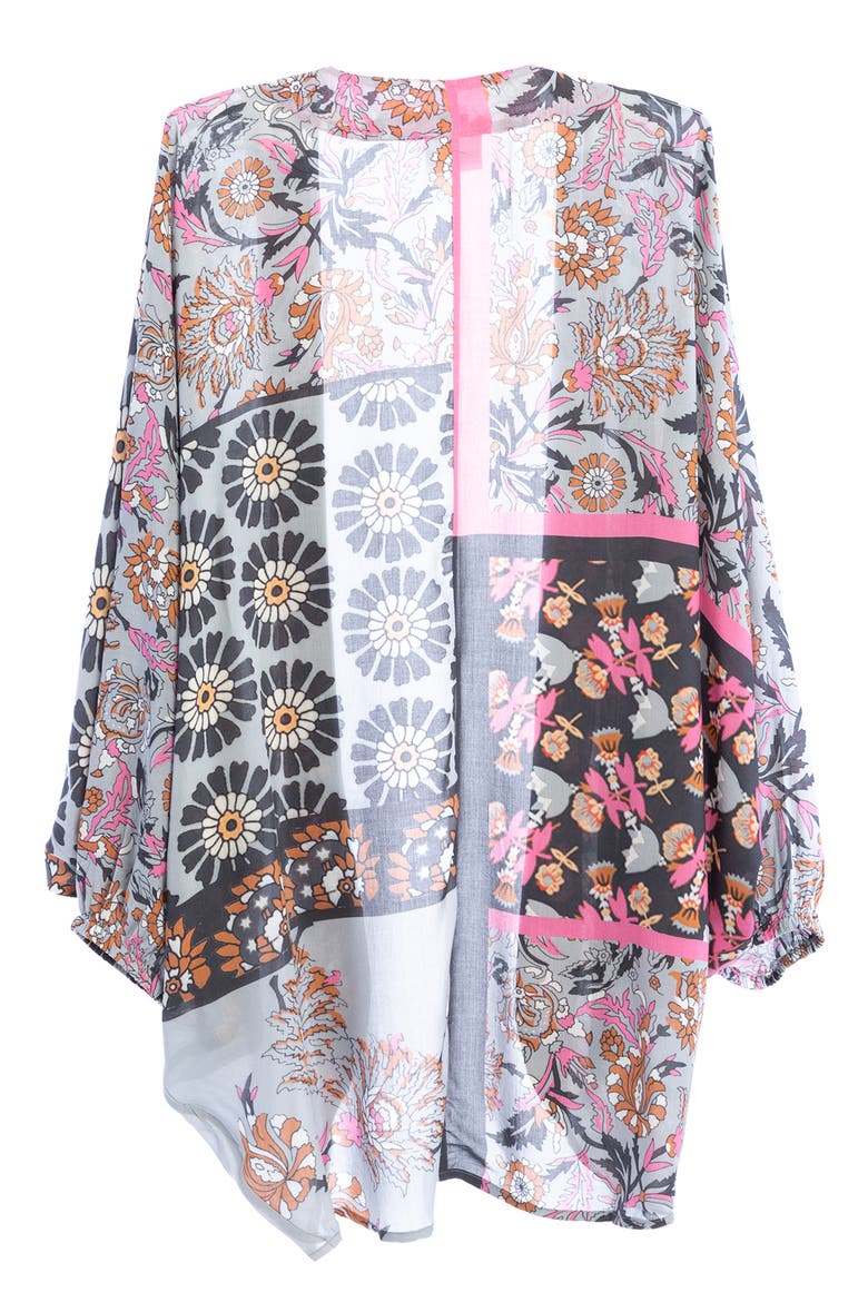 The Tropicana Paisley Balloon Sleeve Ruana, Alternate, color, PINK COMBO