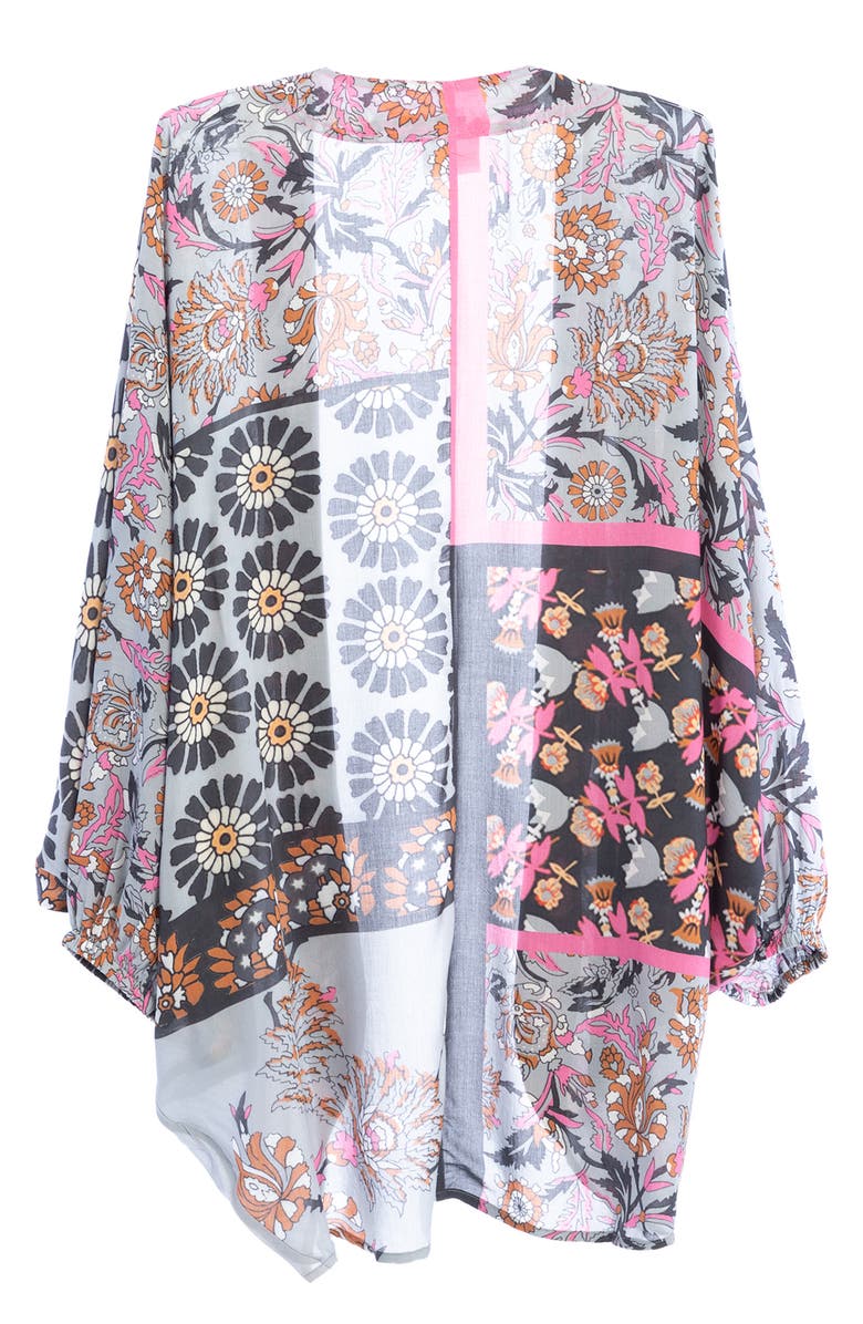 SAACHI The Tropicana Paisley Balloon Sleeve Ruana, Alternate, color, Pink Combo
