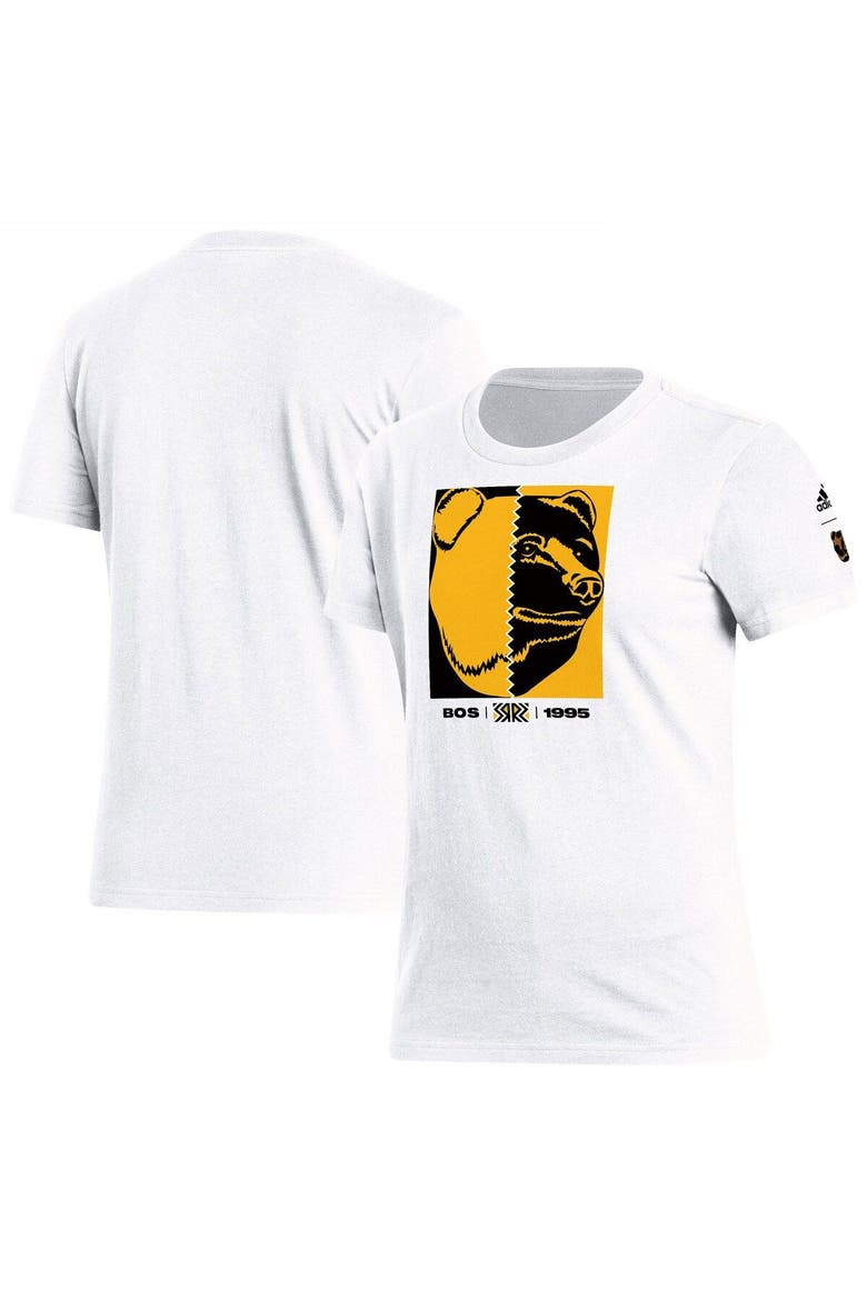 Women's adidas White Boston Bruins Reverse Retro 2.0 Playmaker T-Shirt, Main, color, White