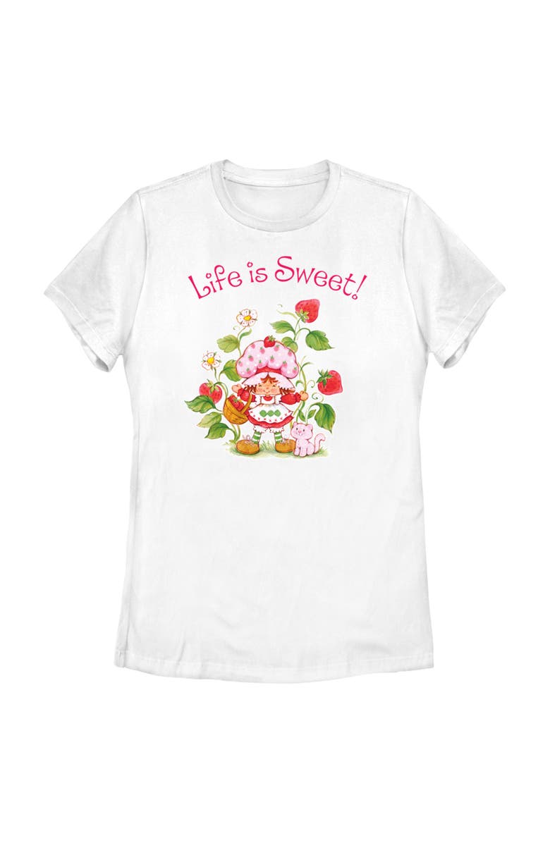 Strawberry Shortcake Women's Strawberry Shortcake Life is Berry Sweet Graphic T-Shirt, Main, color, White