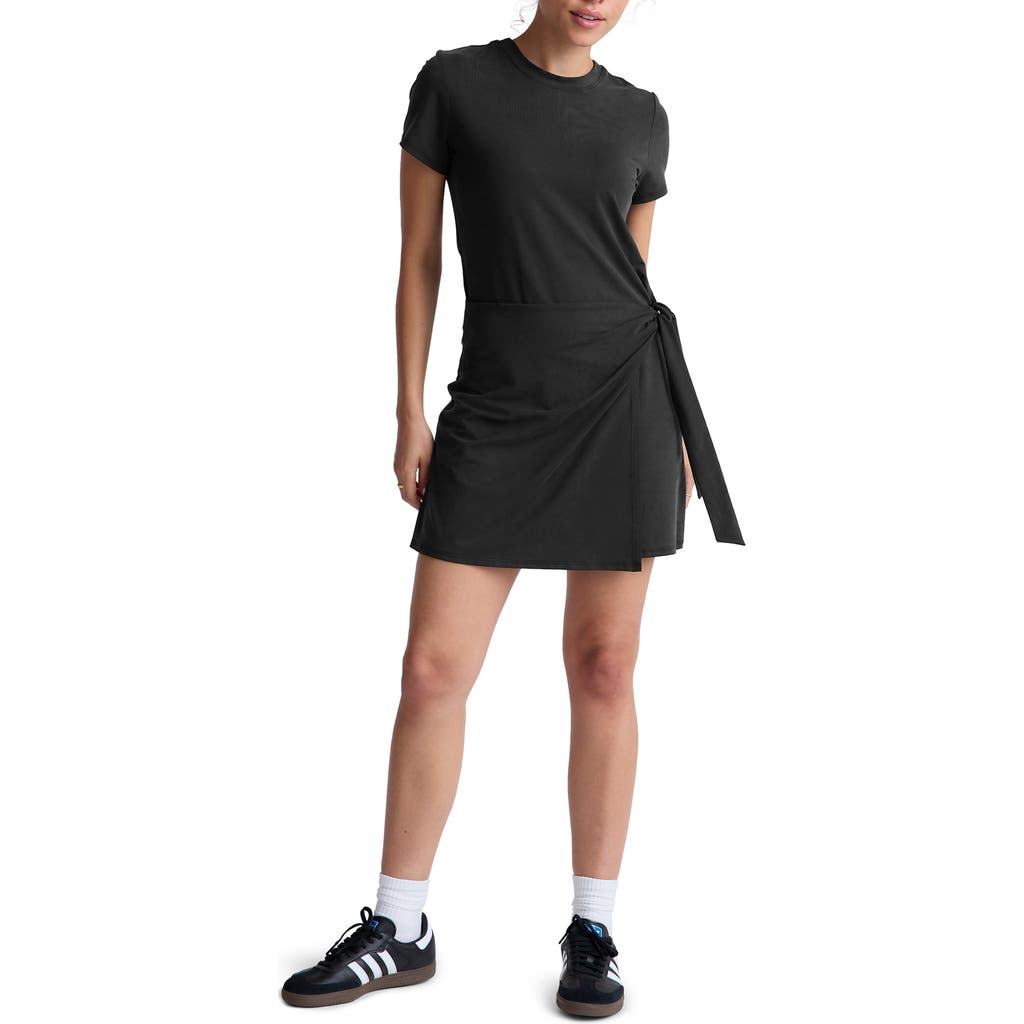 Shop Beyond Yoga Meet Up Wrap Skirt Minidress In Black