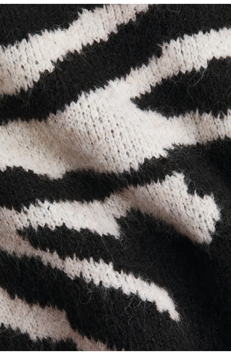 H&M Jacquard-knit Skirt, Alternate, color, Black/Zebra Print