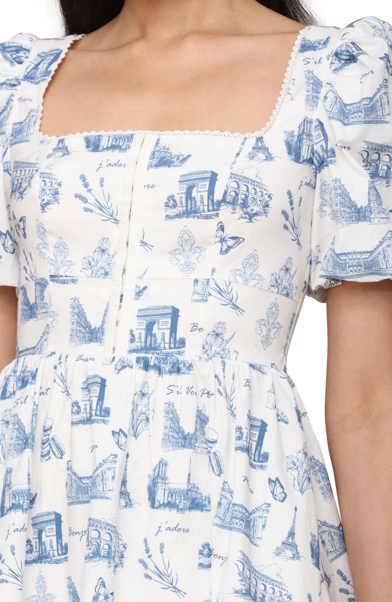 Avec Les Filles Puff Sleeve Fit-and-Flare Dress, Alternate, color, 