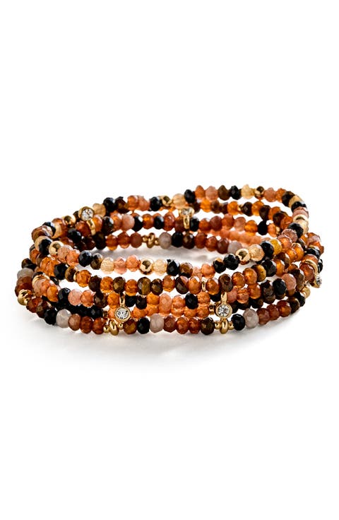 Set of 5 Indya Beaded Stretch Bracelets