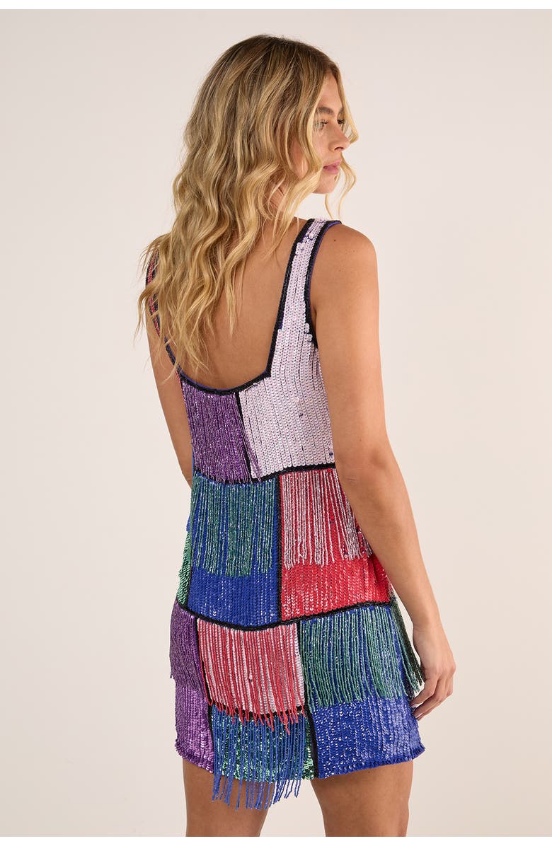 NASTY GAL Check Tassel Sequin Mini Dress, Alternate, color, Multi