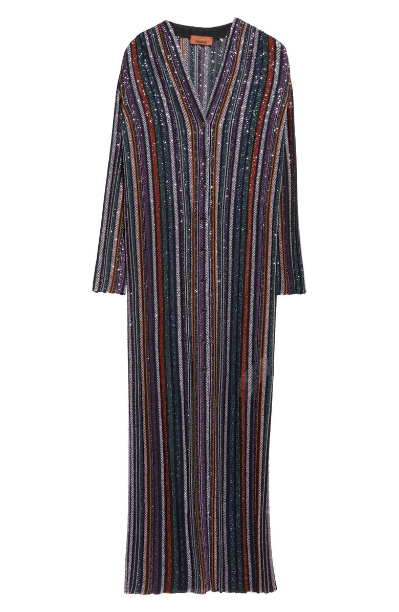Missoni Sequin Stripe Metallic Cardigan, Alternate, color, Multi Orange Purp Blk Tones
