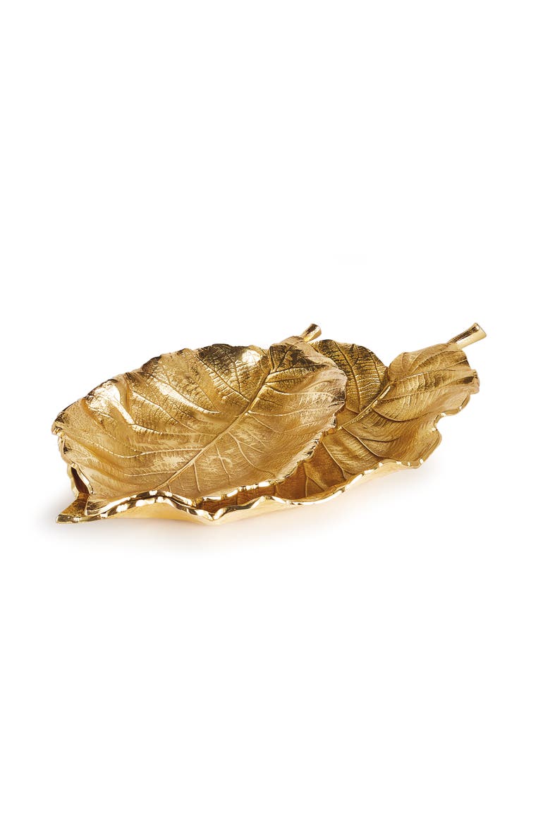 Alegra Leaf Trays Set of 2, Main, color, Gold