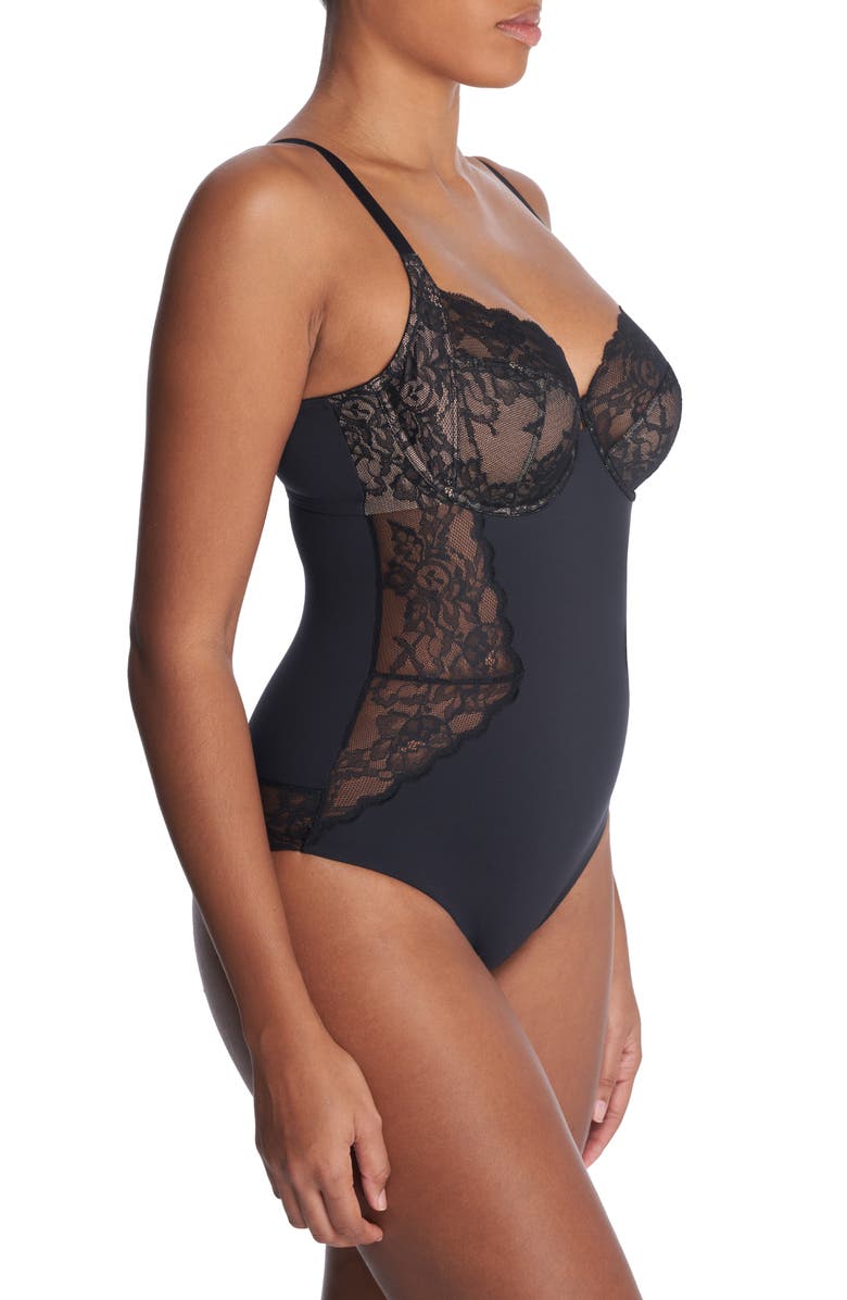 Natori Statement Underwire Bodysuit, Alternate, color, Blk/ Cafe