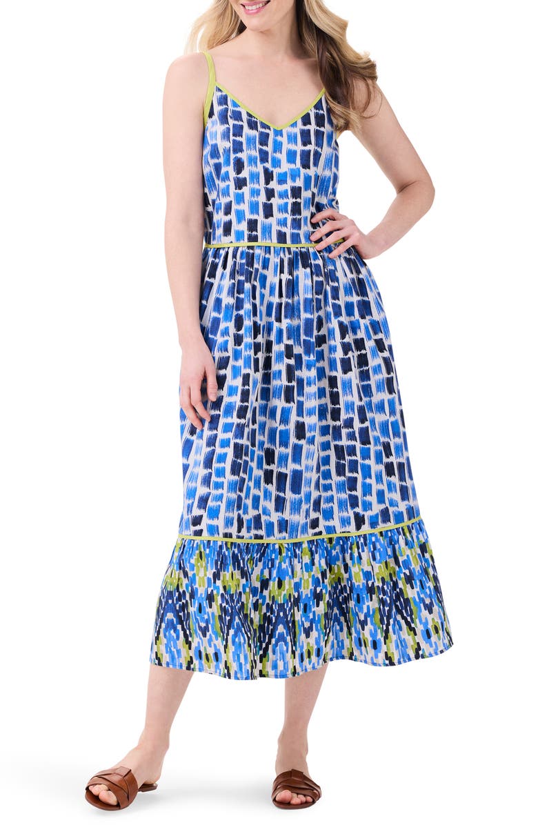 NIC+ZOE Brushstroke Blues Cotton Sundress, Main, color, Blue Multi