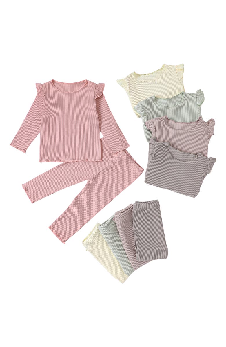 Ashmi & Co. Ashimi Rib Long Sleeve Top & Pants Set, Alternate, color, Caramel