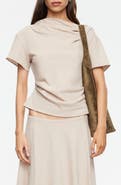 LIONESS Halcyon Cowl Neck Crop Linen Blend Top