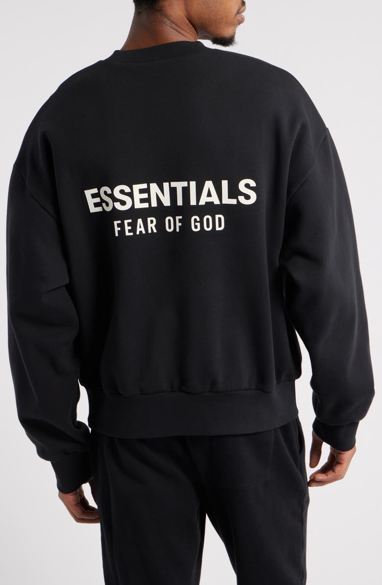 Fear of God Essentials Classic Fit Logo Graphic Sweatshirt, Main, color, Jet Black