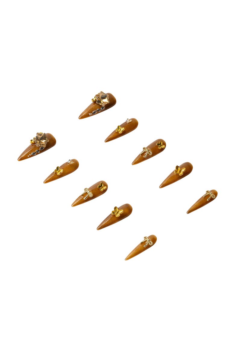 3H Nails Gold Rush Luxury Handmade Press On Nails, Alternate, color, Golden Amber