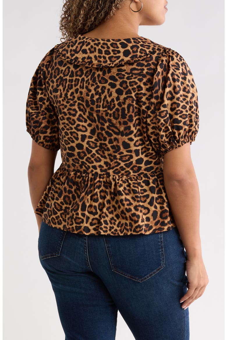 Ruffle Chelsea Collar Peplum Top, Alternate, color, LEOPARD