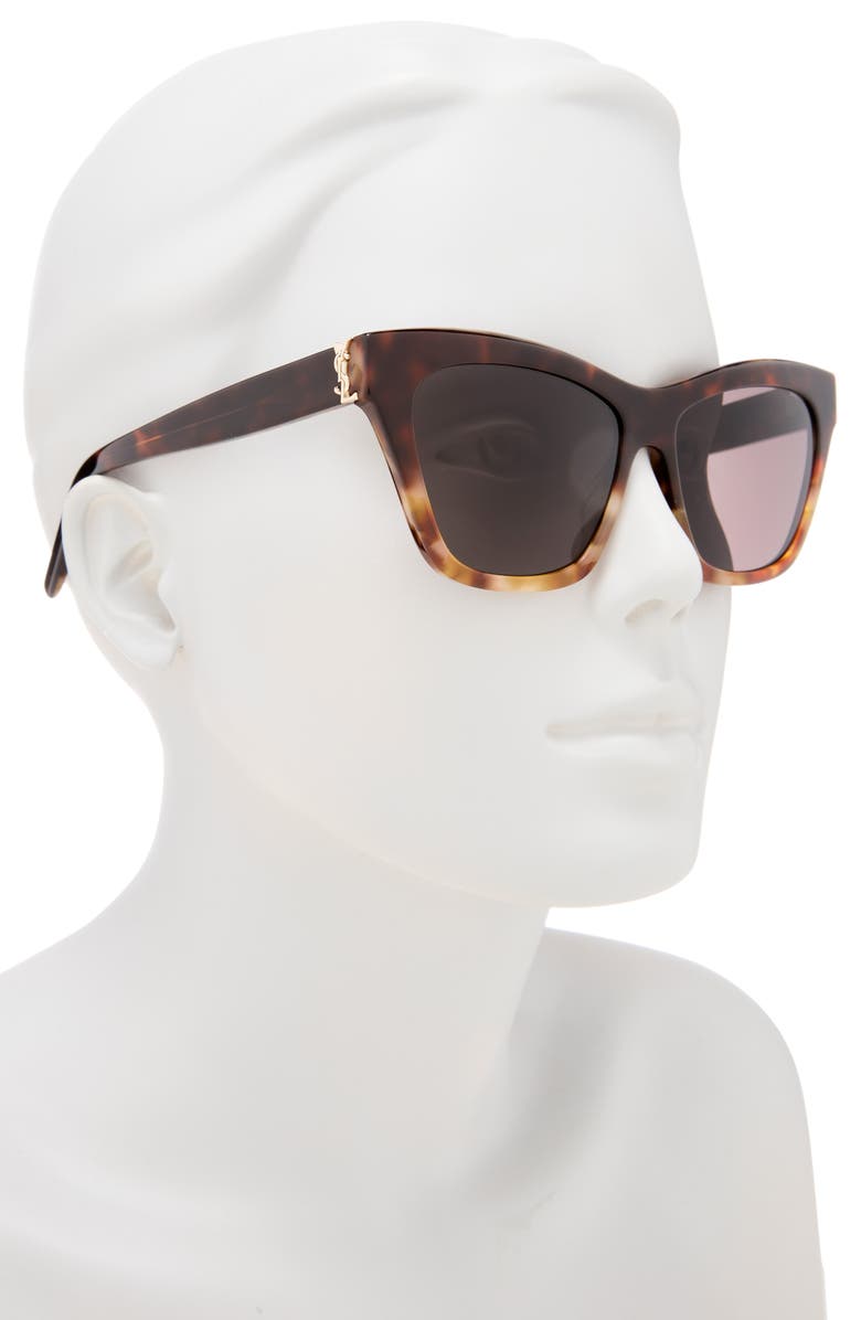 Saint Laurent 56mm Cat Eye Sunglasses, Alternate, color, Havana Havana Black