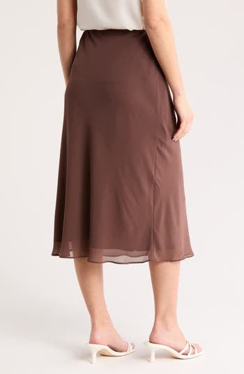 Bias Cut Chiffon Midi Skirt