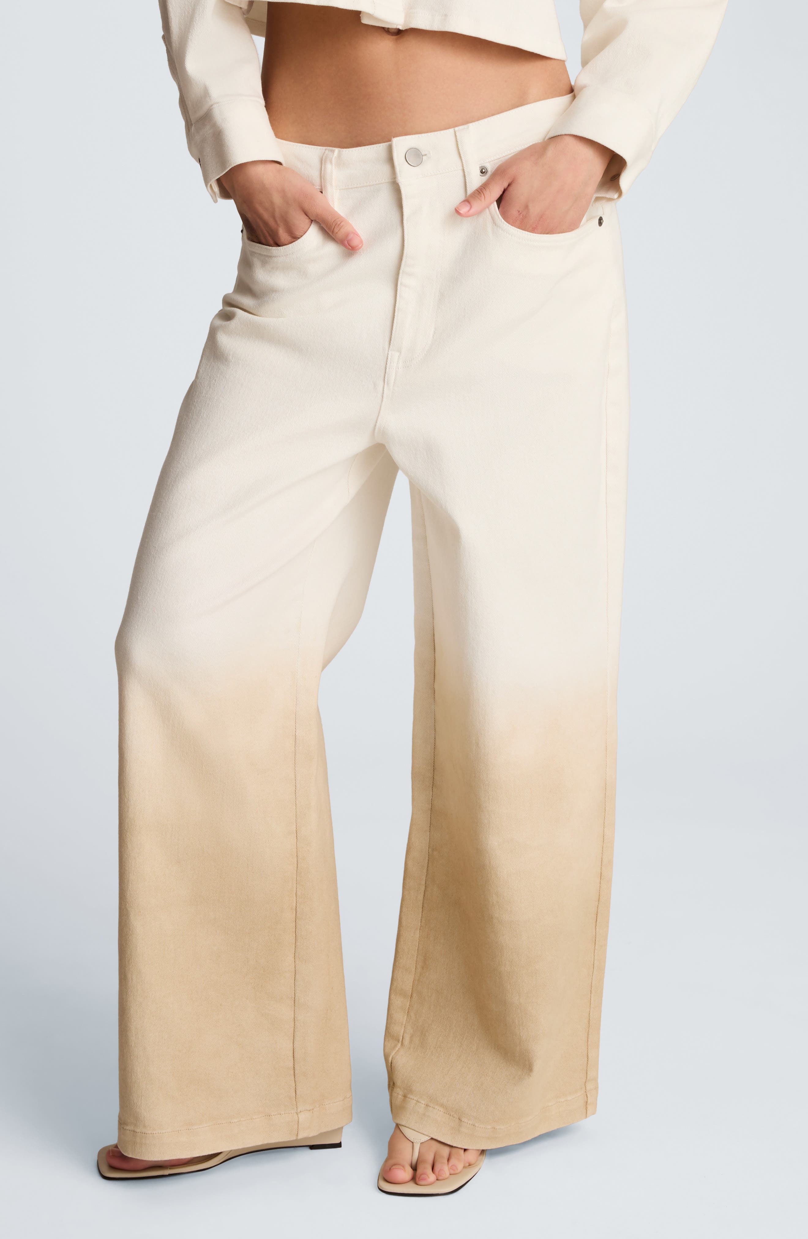 Ombré Comfort Stretch High Waist Wide Leg Jeans