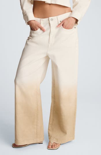 Kenneth Cole Ombré Comfort Stretch High Waist Wide Leg Jeans in Tan Gradient at Nordstrom Rack, Size 6