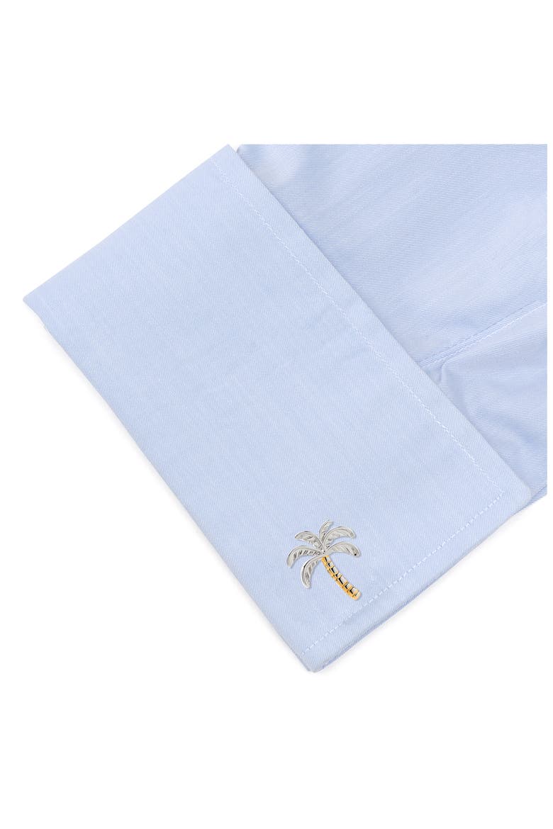 Men's Palm Tree Plated Cuff Links, Alternate, color, GOLD