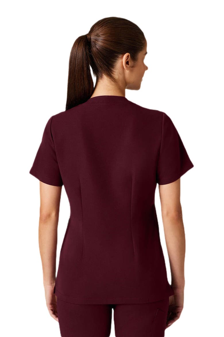 Helia Women's 3-Pocket Slim Notched V-Neck Scrub Top, Alternate, color, Burgundy