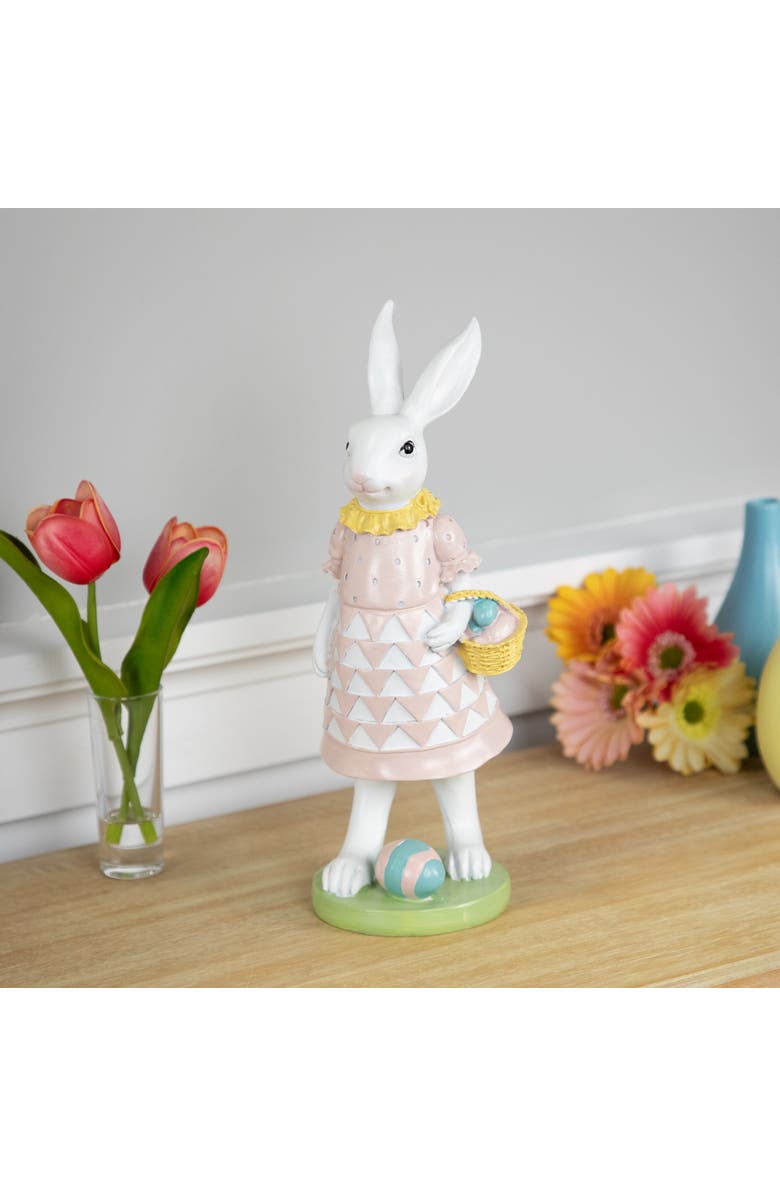 Northlight Girl Bunny with Easter Basket Outdoor Garden Statue - 12", Alternate, color, Pink