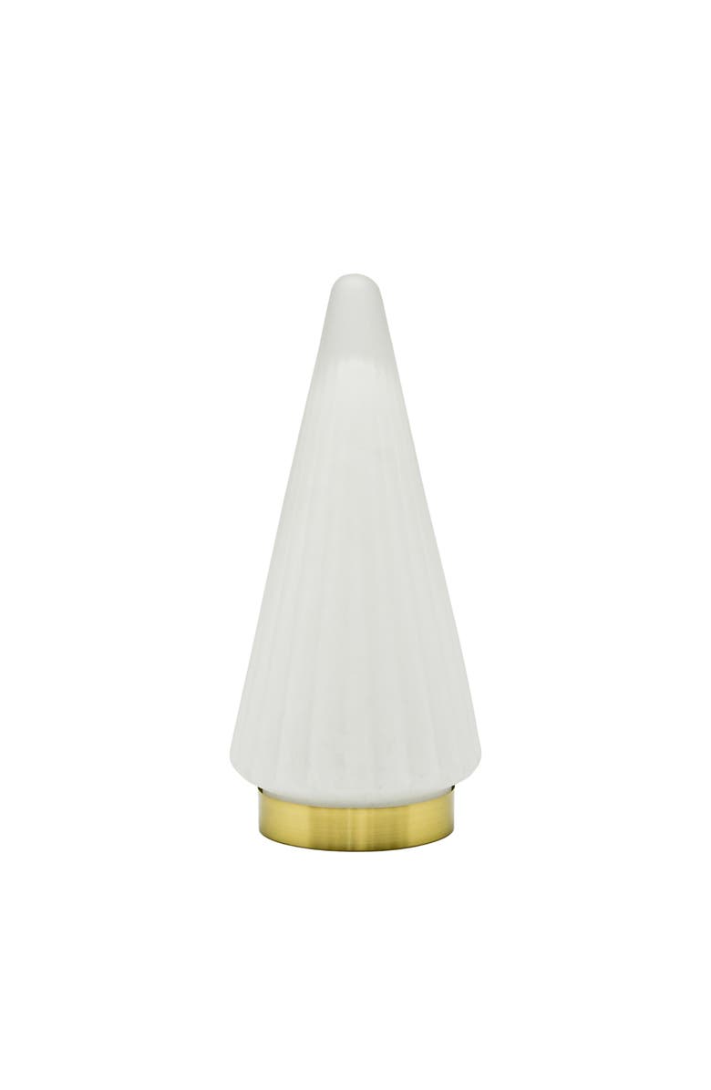 Transpac Light Up White Frosted Glass Tree Decorative Object Battery Operated, Alternate, color, White