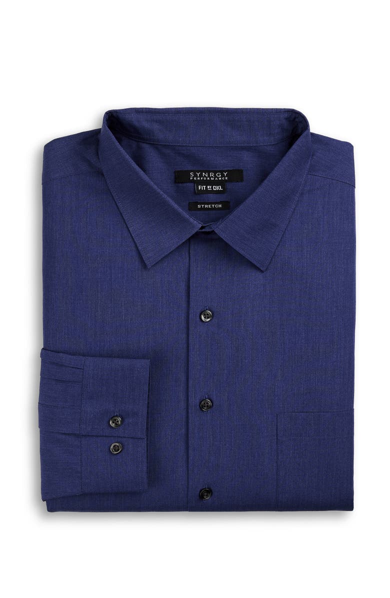 Synrgy by DXL Big & Tall Performance Heather Dress Shirt, Main, color, Med Blue Hthr