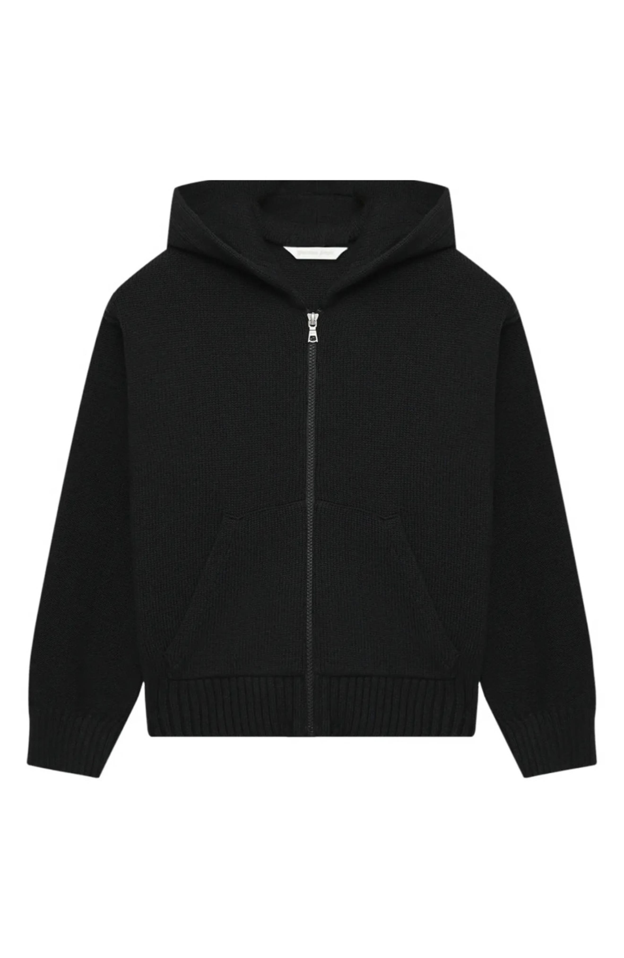 Kids' Curved Logo Organic Cotton & Wool Full Zip Hoodie