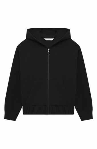 Kids' Curved Logo Organic Cotton & Wool Full Zip Hoodie