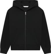 Palm Angels Kids' Curved Logo Organic Cotton & Wool Full Zip Hoodie
