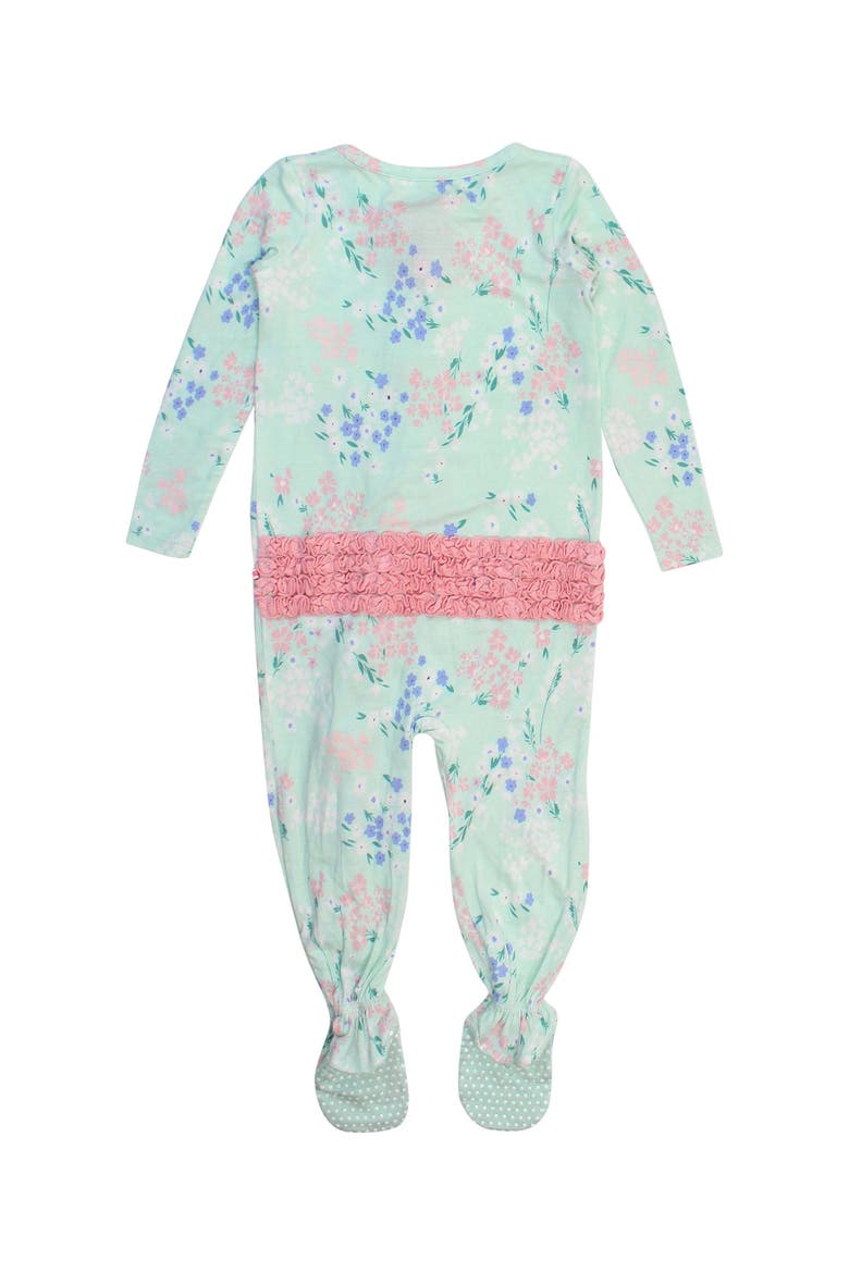 Softsnooze Baby Girls Ruffle One Piece Footie Pajamas, Alternate, color, Mint Meadow