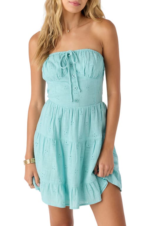 O'neill Naya Eyelet Embroidered Strapless Cotton Minidress In Blue
