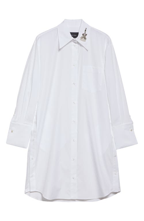 Simone Rocha Crystal Carnation Long Cotton Poplin Button-up Shirt