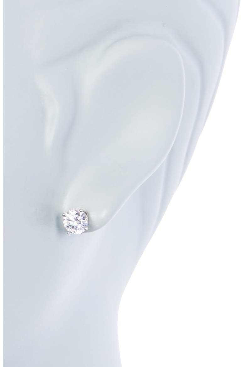 Set of 2 Sterling Silver Cubic Zirconia & Faux Pearl Stud Earrings, Alternate, color, CLEAR- WHITE- SILVER