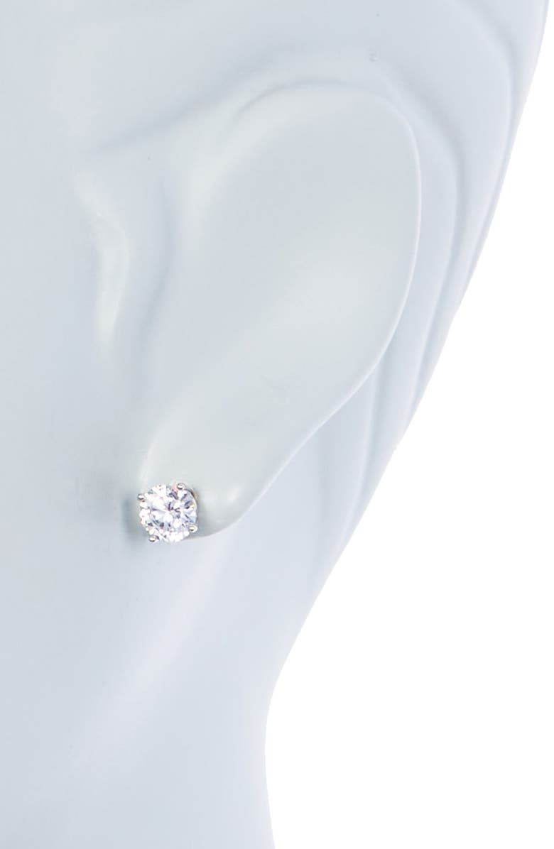 NORDSTROM RACK Set of 2 Sterling Silver Cubic Zirconia & Faux Pearl Stud Earrings, Alternate, color, Clear- White- Silver