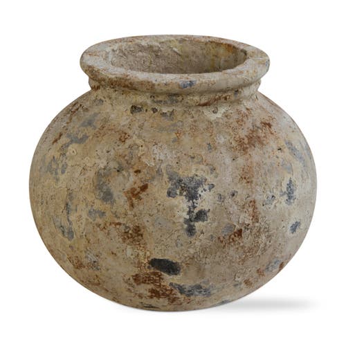 Tag Villa Rustic Decorative Antique White Bowl Vase For Home In Brown