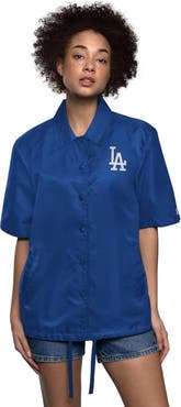 STARTER Women's Starter Royal Los Angeles Dodgers High Post Short Sleeve Full-Snap Coaches Jacket
