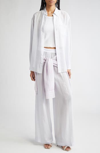 Stripe Prestyled Boxer Waist & Shirt Silk Pants