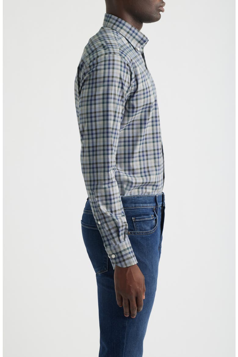 Swope Plaid Performance Twill Button-Down Shirt, Alternate, color, DARK OLIVE
