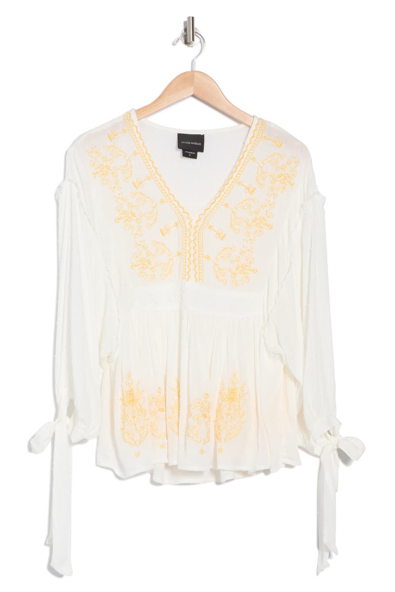 Swiss Dot Embroidered Shirt, Alternate, color, YELLOW