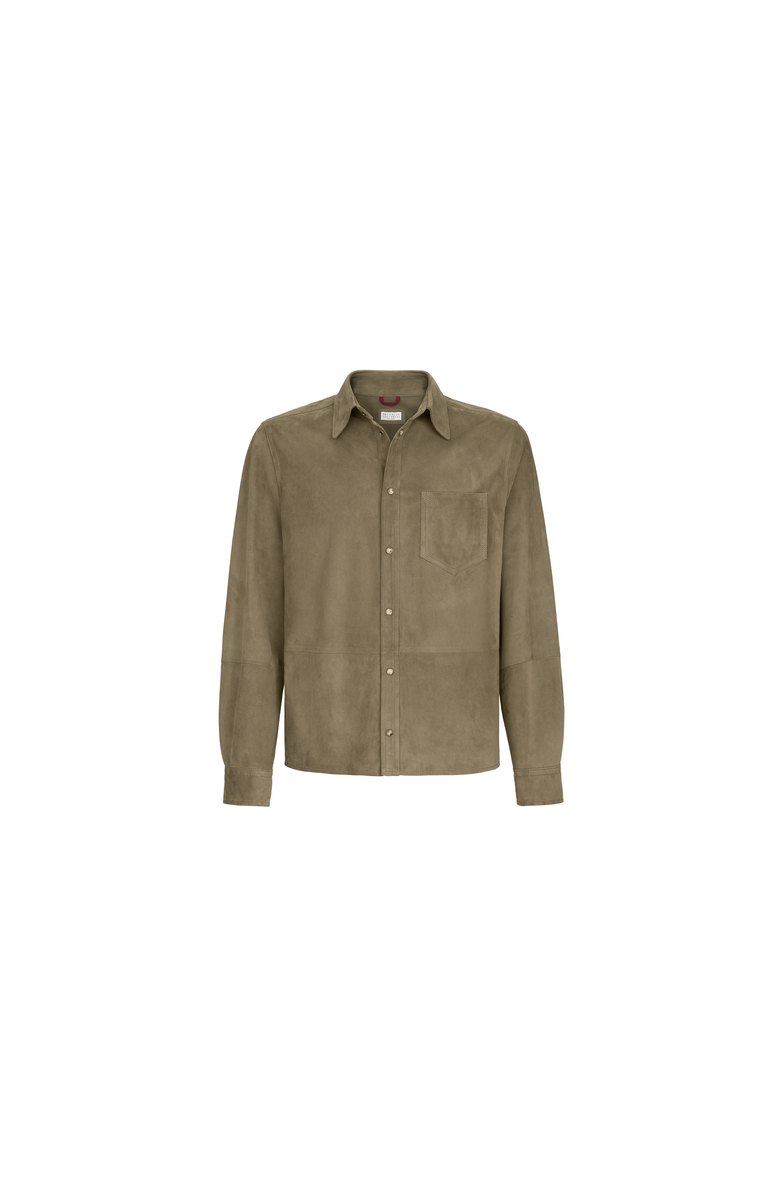 Brunello Cucinelli Suede overshirt, Alternate, color, Military